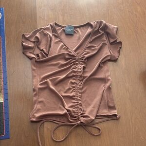 Olivia Rae Pink Ruched Tie Front Blouse